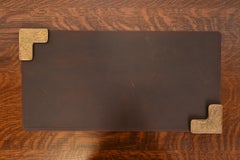Tiffany Studios New York Zodiac Bronze Blotter Corners With Leather Desk Blotter