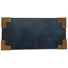 Tiffany Studios New York Zodiac Bronze-Blatter-Ecken mit Leder-Schreibtisch-Blatter