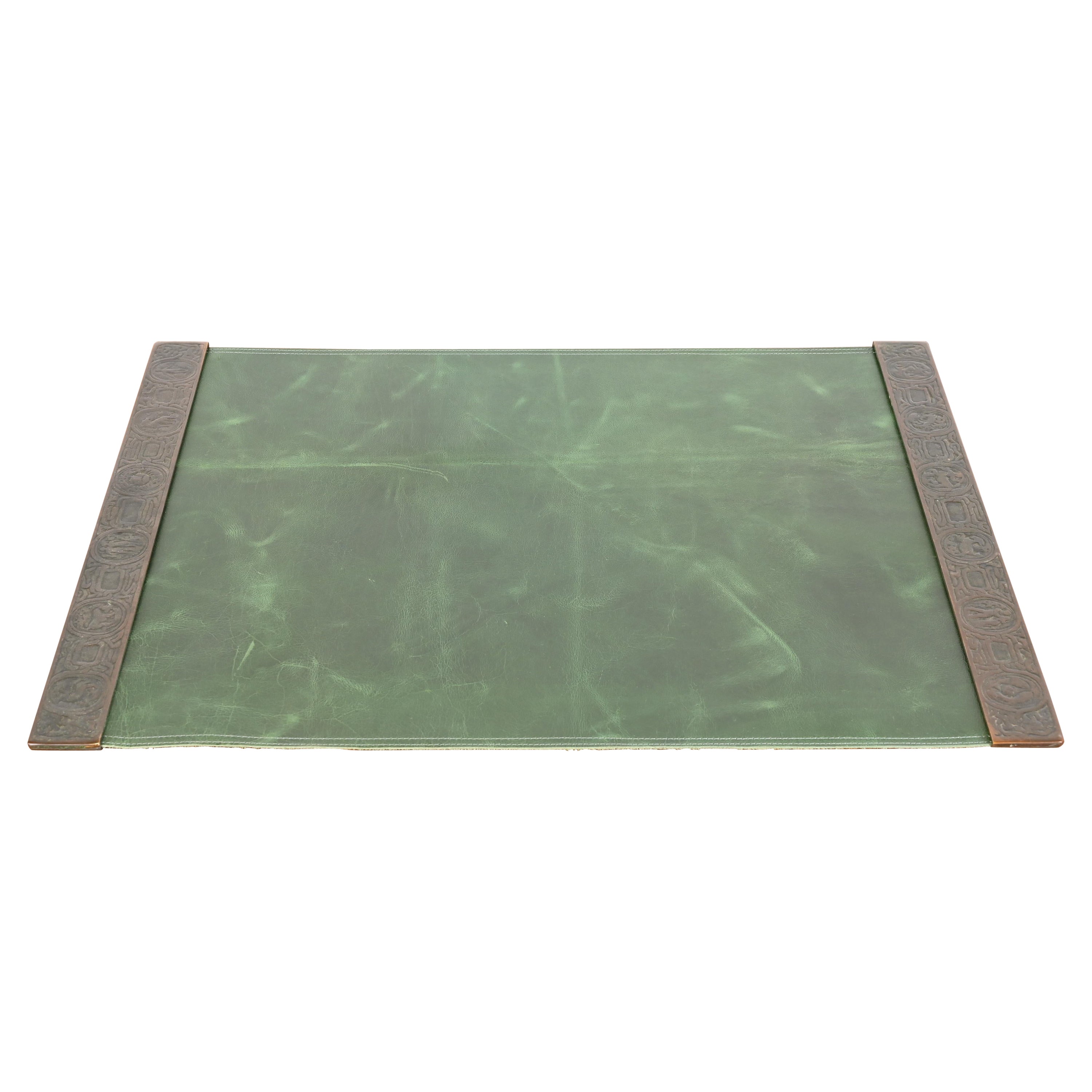 Tiffany Studios New York Zodiac Bronze Blotter Ends con Greene & Greene Desk Pad in vendita