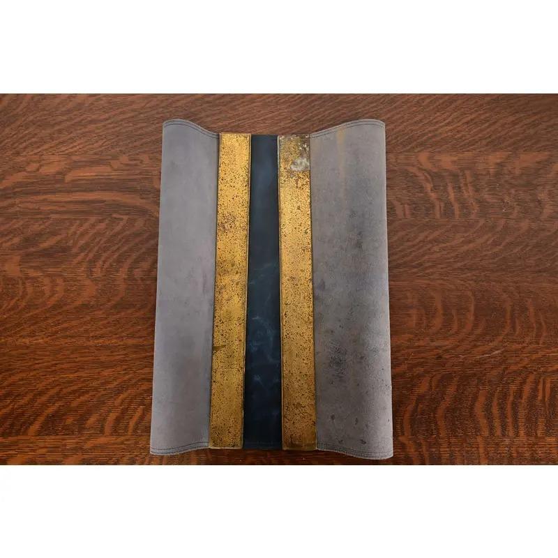 Tiffany Studios New York Zodiac Bronze-Blatter-Ende mit Leder-Schreibtisch-Blatter im Angebot 4