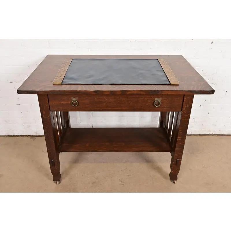 Tiffany Studios New York Zodiac Bronze-Blatter-Ende mit Leder-Schreibtisch-Blatter im Angebot 6