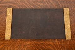 Tiffany Studios New York Zodiac Bronze Blotter Ends With Leather Desk Blotter