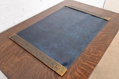 Tiffany Studios New York Zodiac Bronze Blotter Ends With Leather Desk Blotter