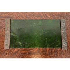 Tiffany Studios New York Zodiac Bronze Blotter Ends With Leather Desk Blotter