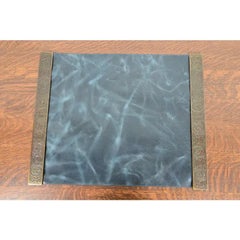 Tiffany Studios New York Zodiac Bronze Blotter Ends With Leather Desk Blotter