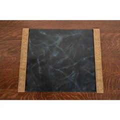 Tiffany Studios New York Zodiac Bronze Blotter Ends With Leather Desk Blotter