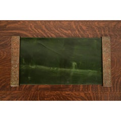 Tiffany Studios Nueva York Zodíaco Bronce Blotter Termina Con Cuero Escritorio Blotter