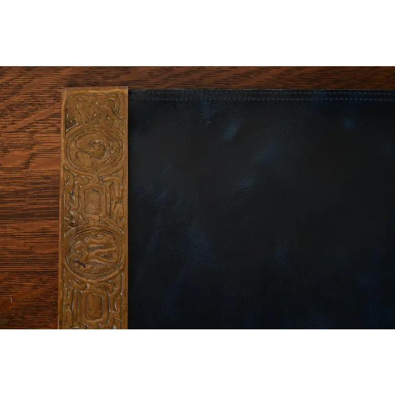 Tiffany Studios New York Zodiac Bronze-Blatter-Ende mit Leder-Schreibtisch-Blatter (20. Jahrhundert) im Angebot