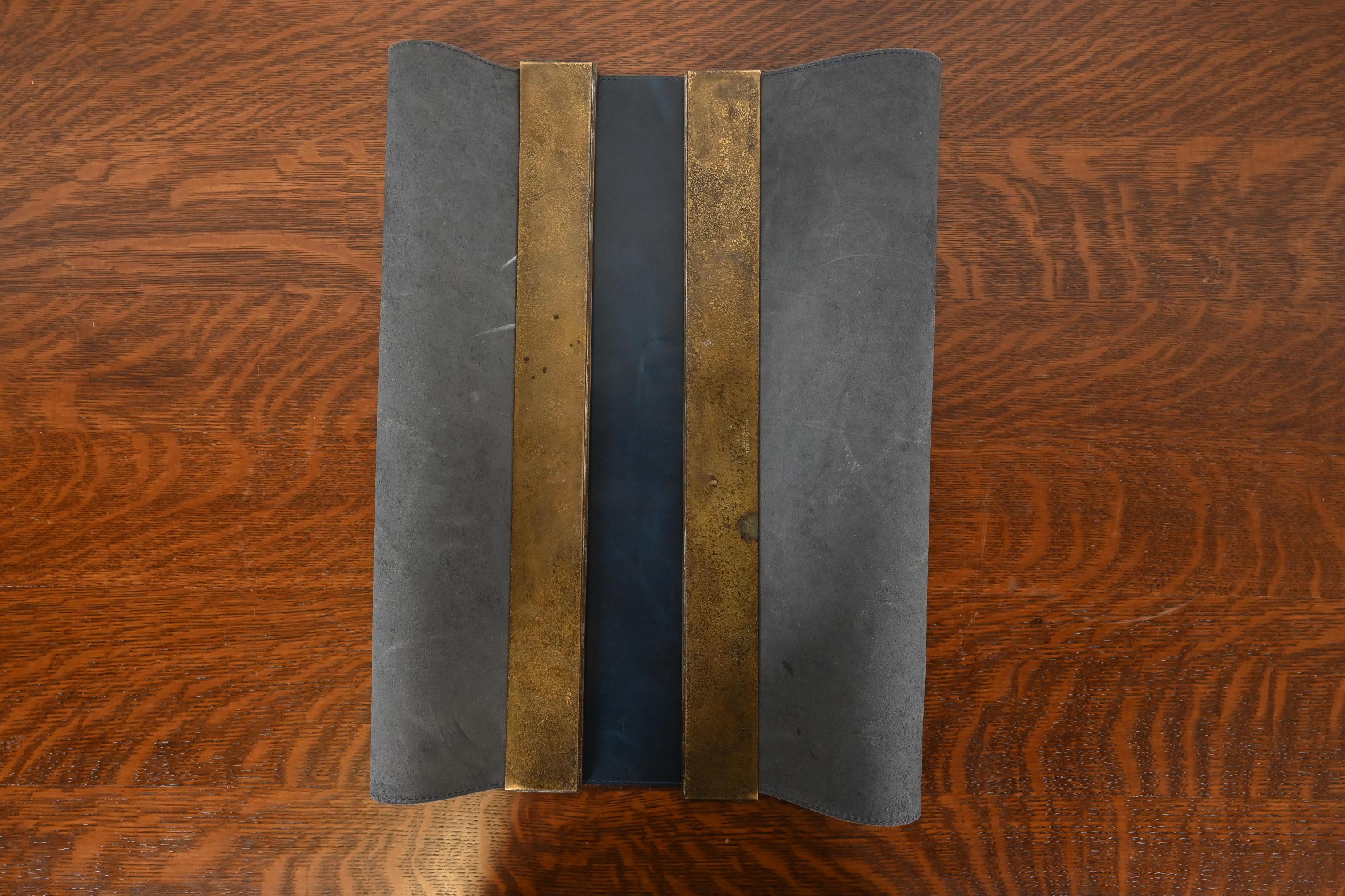 Tiffany Studios New York Zodiac Bronze Blotter Ends With Leather Desk Blotter For Sale 2