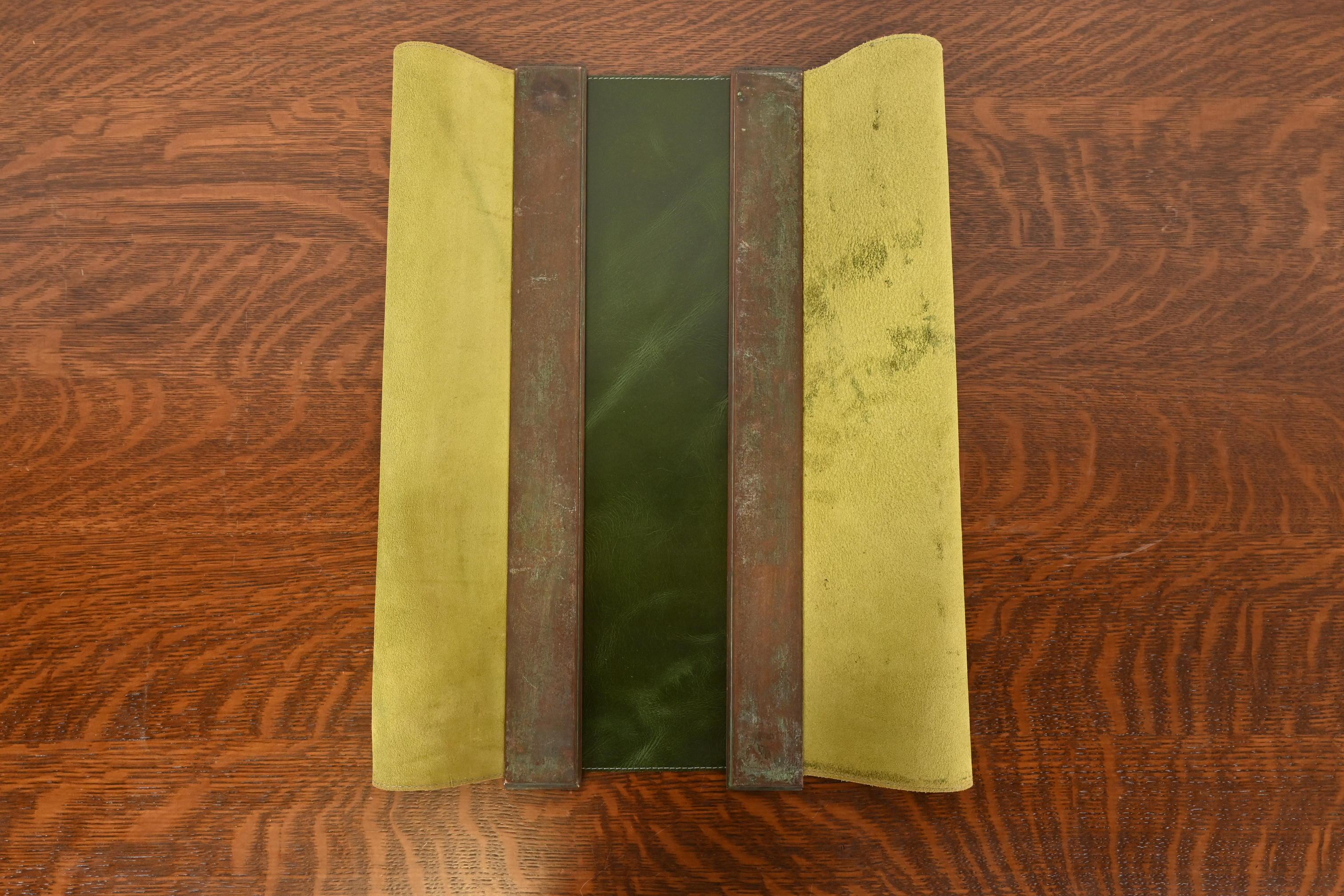 Tiffany Studios New York Zodiac Bronze Blotter Ends With Leather Desk Blotter For Sale 2