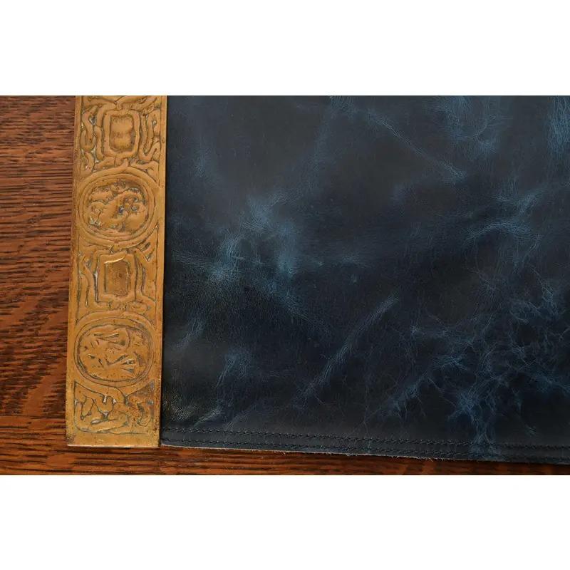 Tiffany Studios New York Zodiac Bronze-Blatter-Ende mit Leder-Schreibtisch-Blatter im Angebot 2
