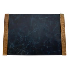 Tiffany Studios New York Zodiac Bronze Blotter Ends With Leather Desk Blotter