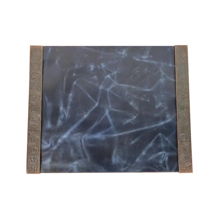 Tiffany Studios New York Zodiac Bronze Blotter Ends With Leather Desk Blotter