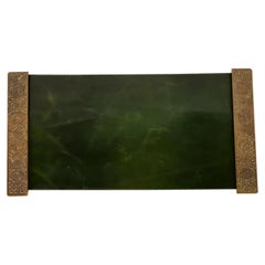 Tiffany Studios New York Zodiac Bronze Blotter Ends With Leather Desk Blotter