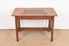 Tiffany Studios New York Zodiac Bronze Blotter Ends With Leather Desk Pad