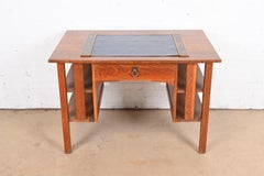 Tiffany Studios New York Bronze and Enamel Blotter Ends With Leather Desk Pad