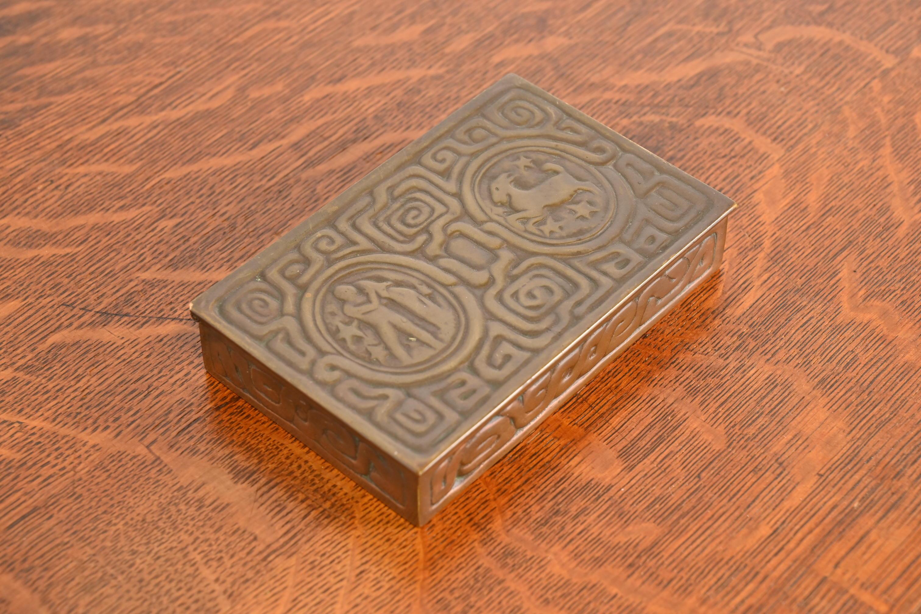 Tiffany Studios New York Zodiac Bronze Box For Sale 1