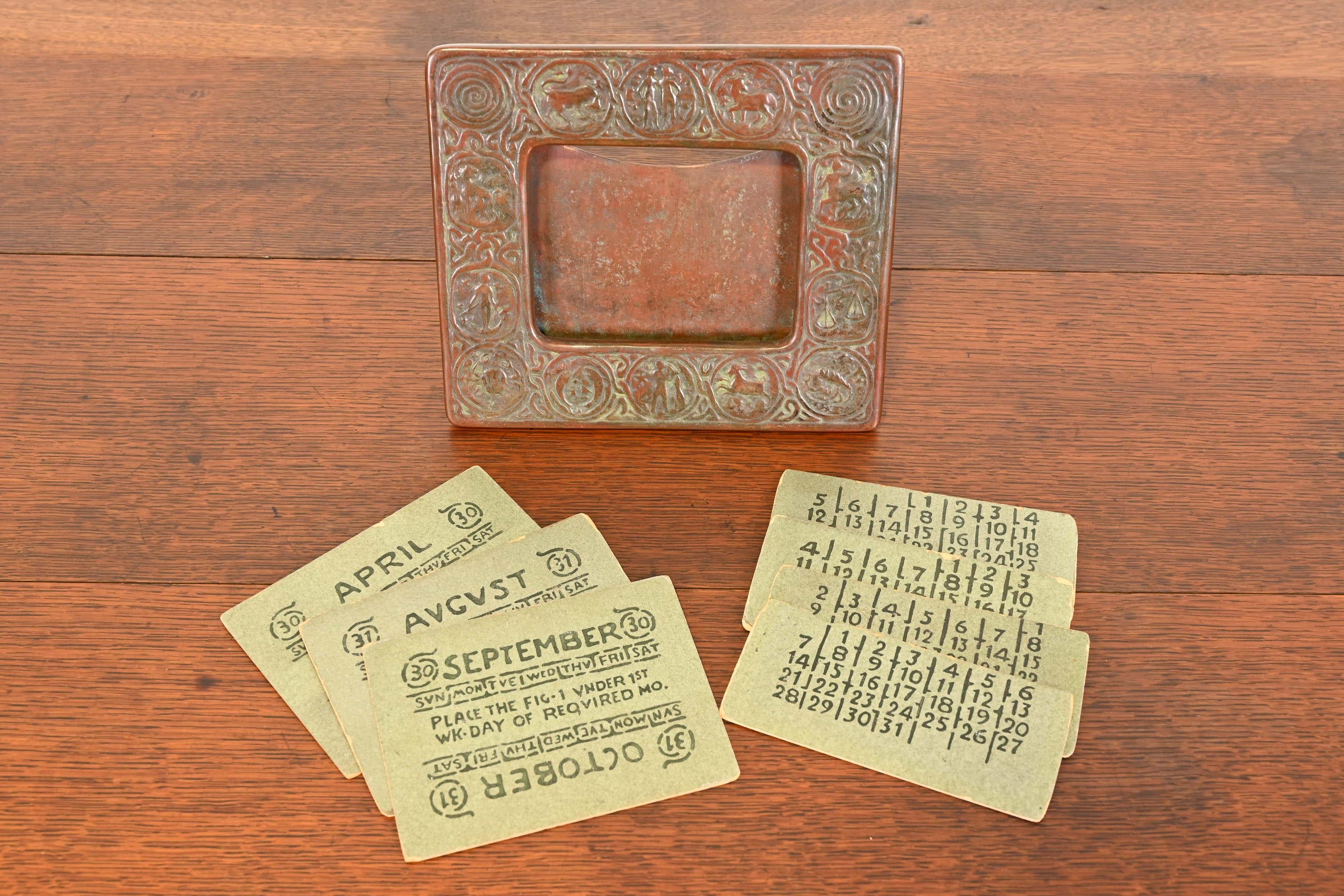 Tiffany Studios New York Zodiac Bronze Desk Calendar Holder or Picture Frame 9