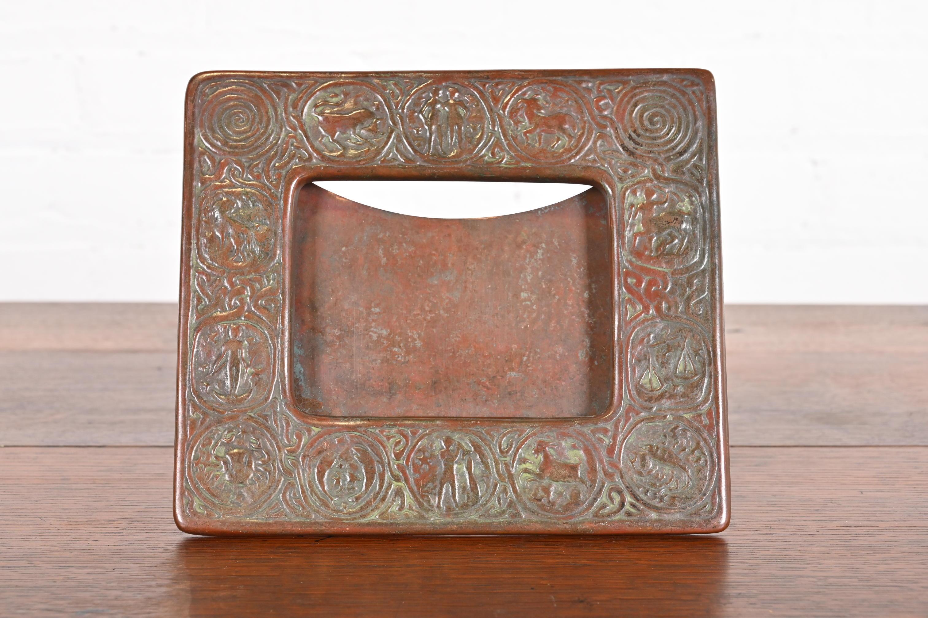 Tiffany Studios New York Zodiac Bronze Desk Calendar Holder or Picture Frame 10