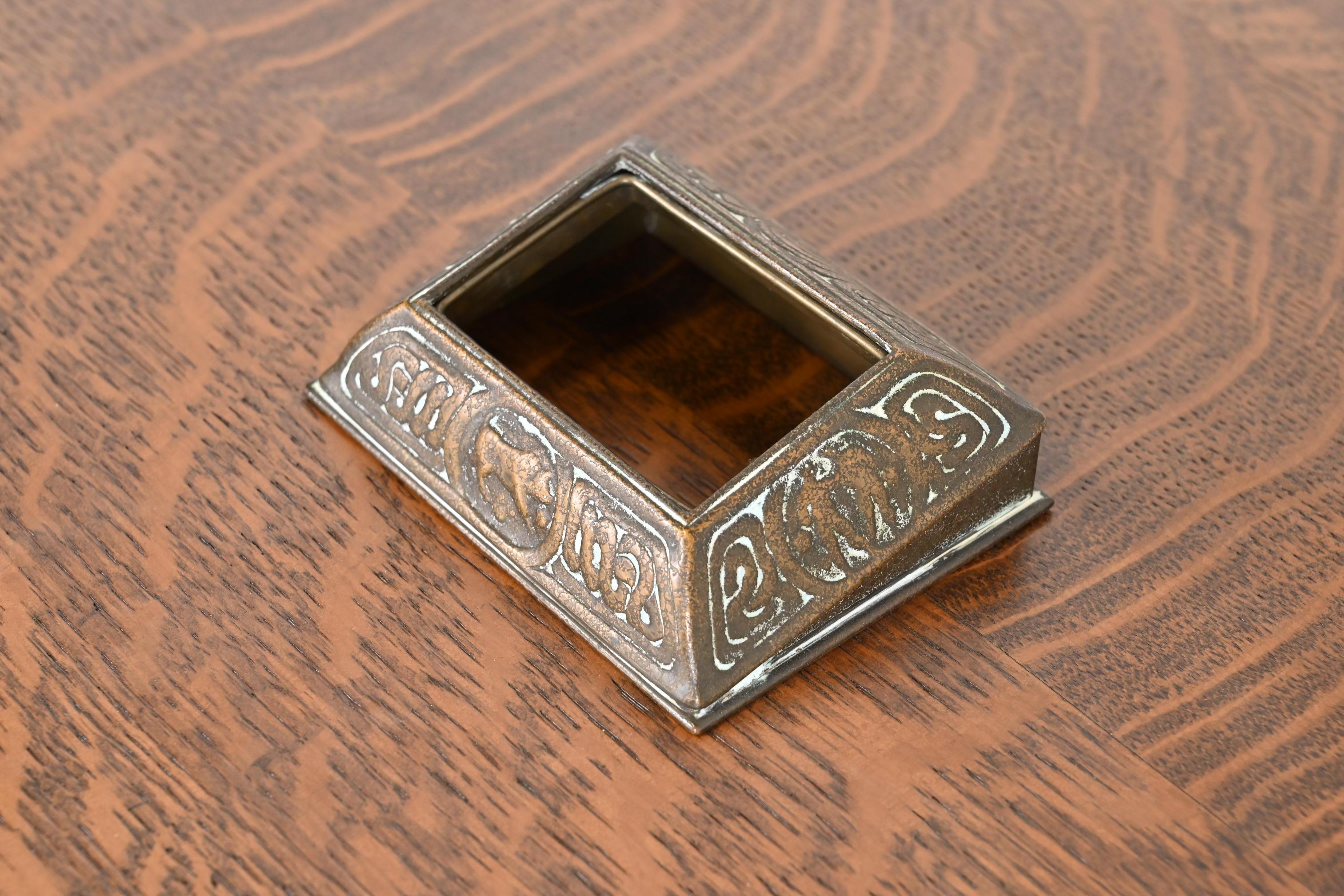Art Nouveau Tiffany Studios New York 'Zodiac' Bronze Desk Calendar Holder or Picture Frame For Sale