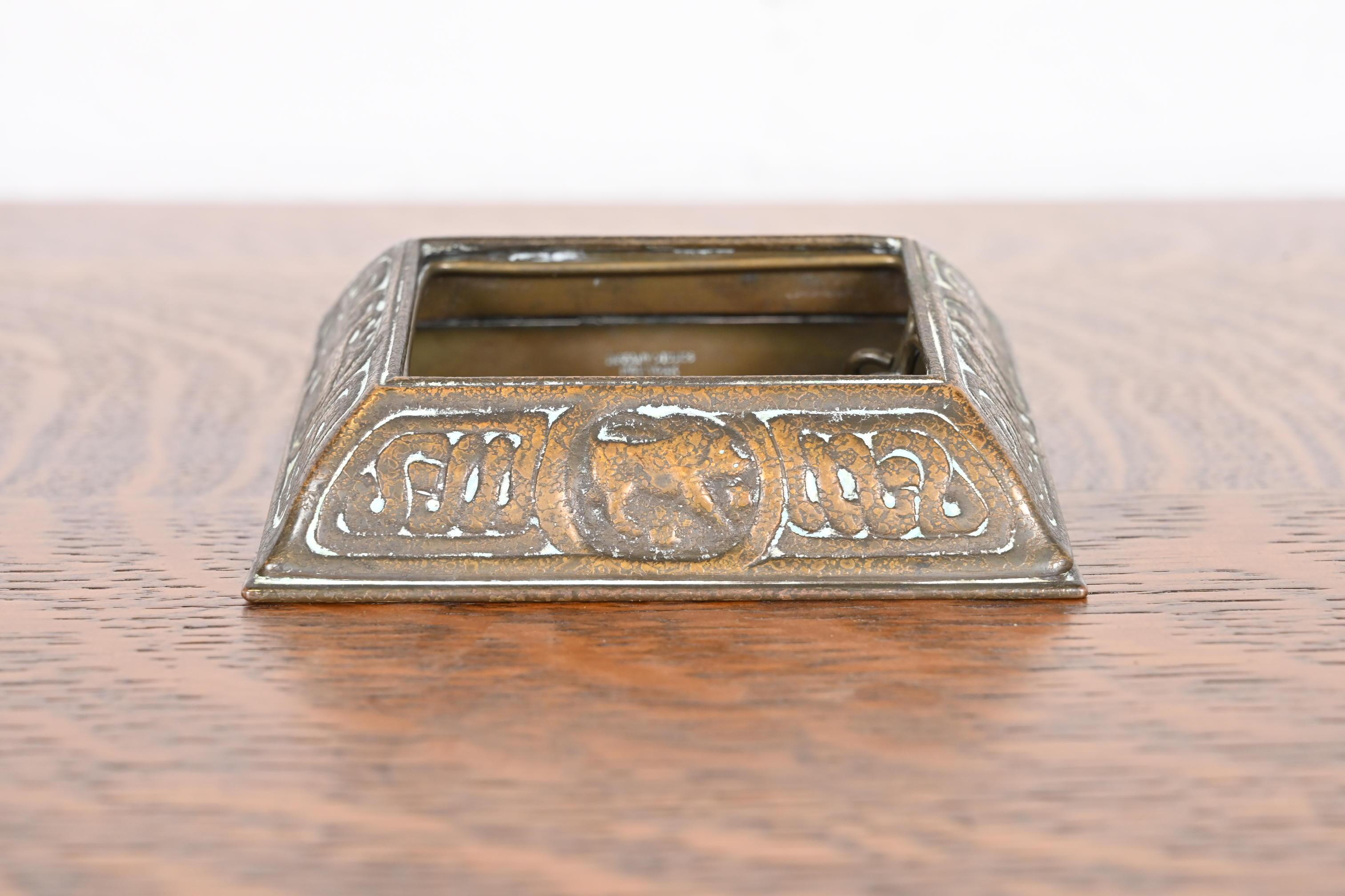 20th Century Tiffany Studios New York 'Zodiac' Bronze Desk Calendar Holder or Picture Frame For Sale
