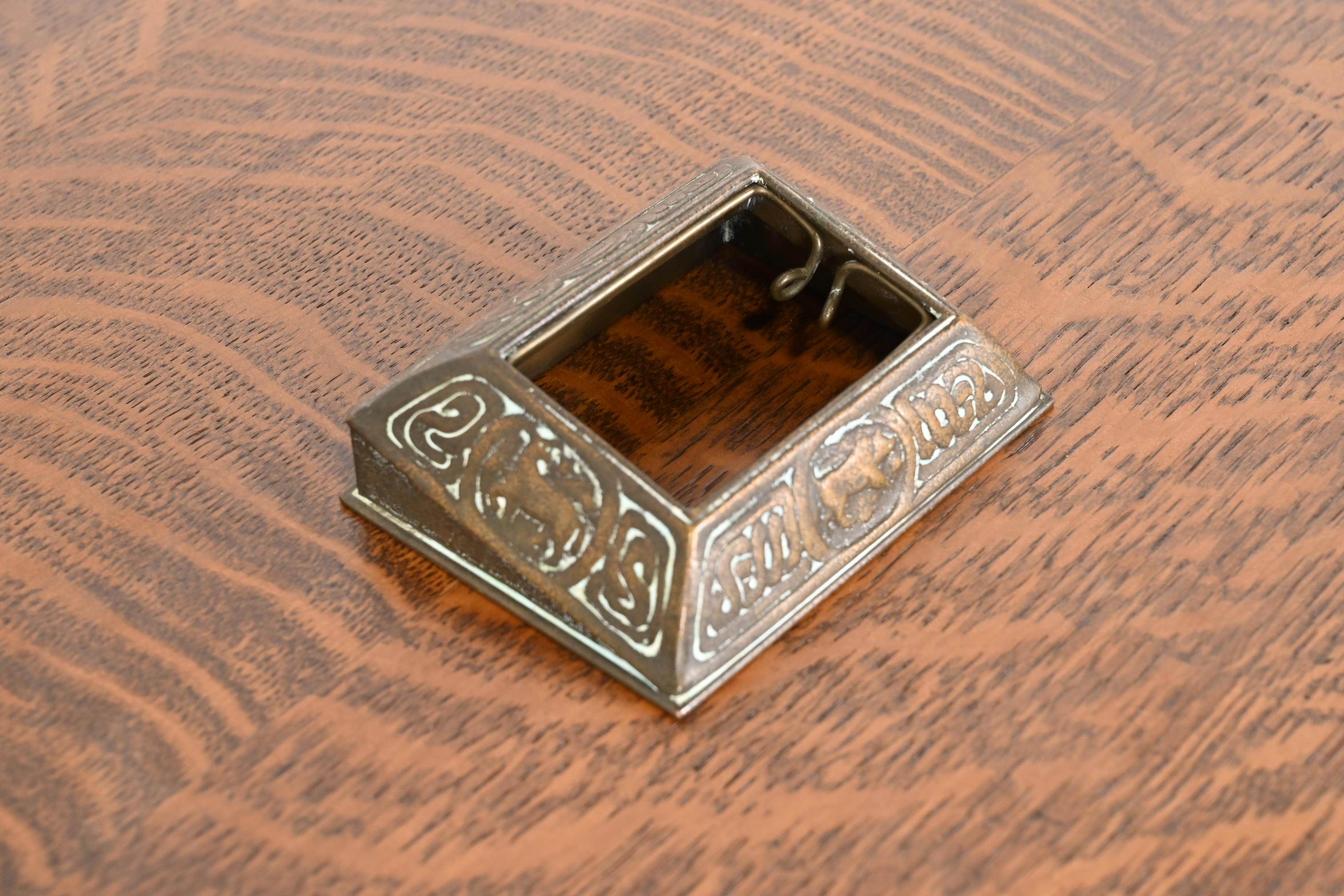 Tiffany Studios New York 'Zodiac' Bronze Desk Calendar Holder or Picture Frame For Sale 1