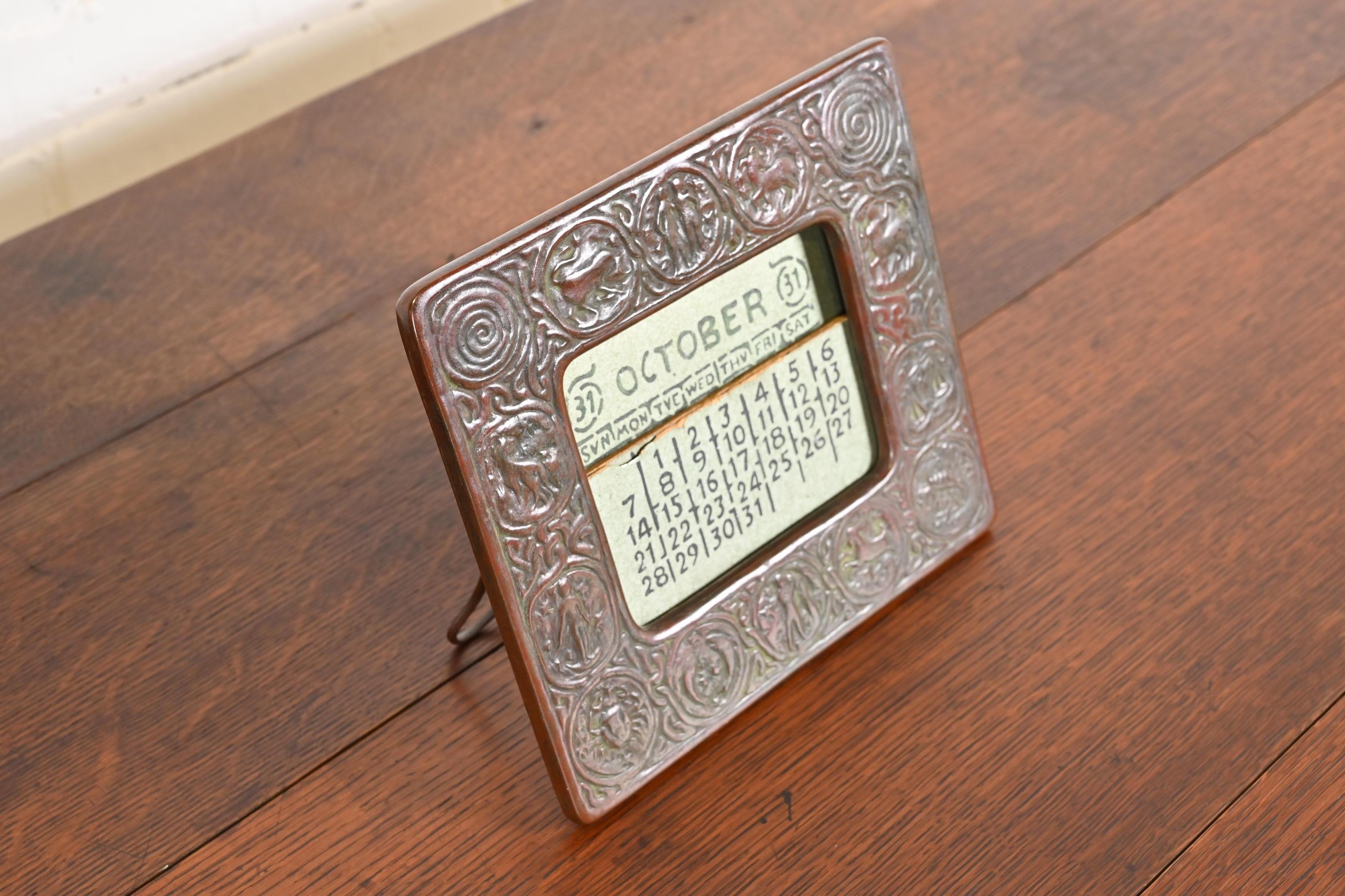 Tiffany Studios New York Zodiac Bronze Desk Calendar Holder or Picture Frame 1