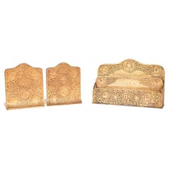 Tiffany Studios New York 'Zodiac' Bronze Doré Desk Accessory Set