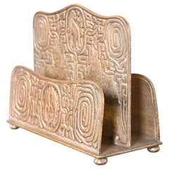 Antique Tiffany Studios New York Zodiac Bronze Doré Double Sided Letter Rack