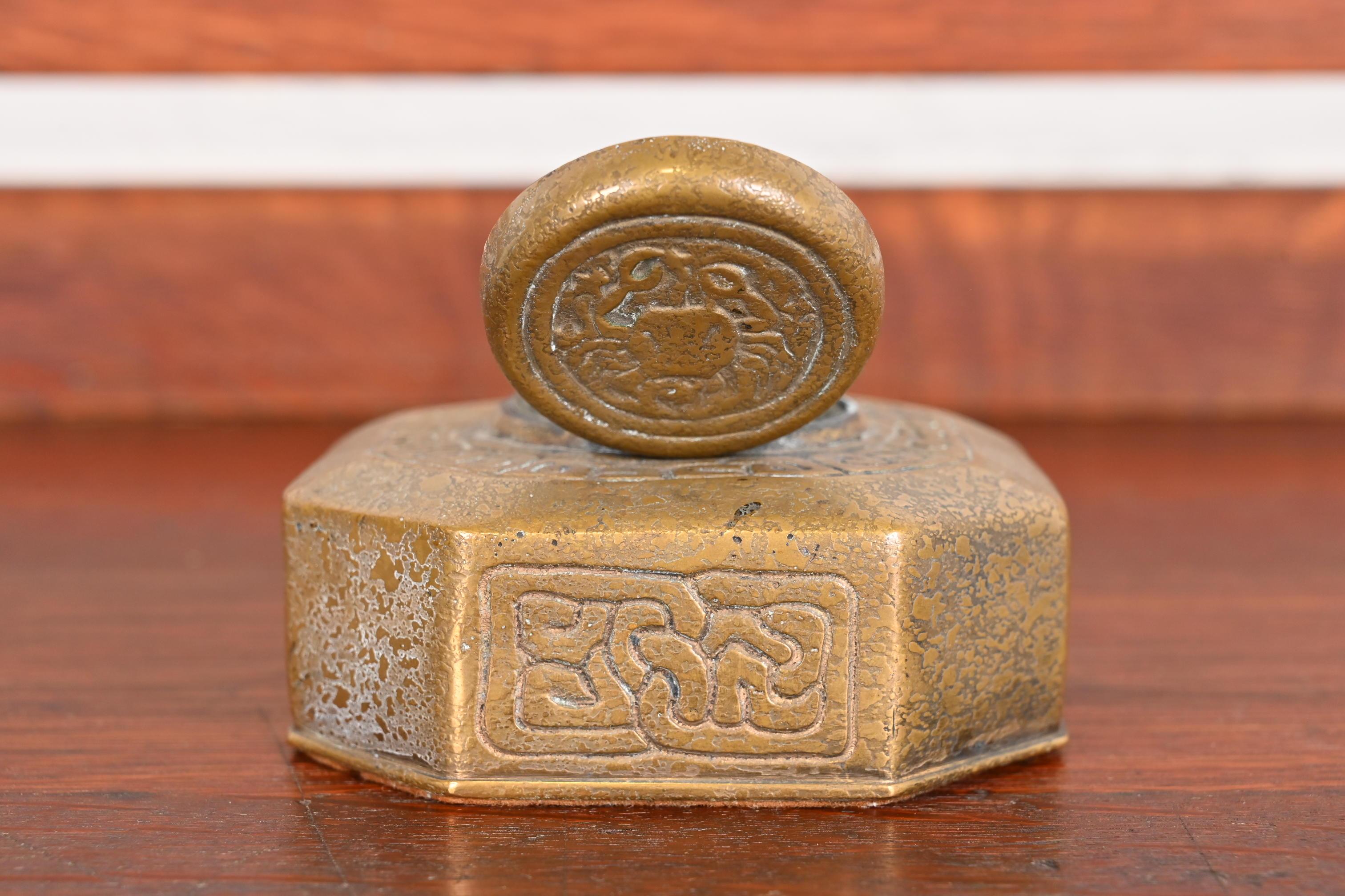 Tiffany Studios New York Zodiac Bronze Doré Inkwell 6