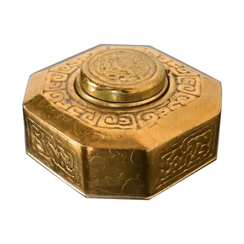 Tiffany Studios New York Zodiac Bronze Doré Inkwell