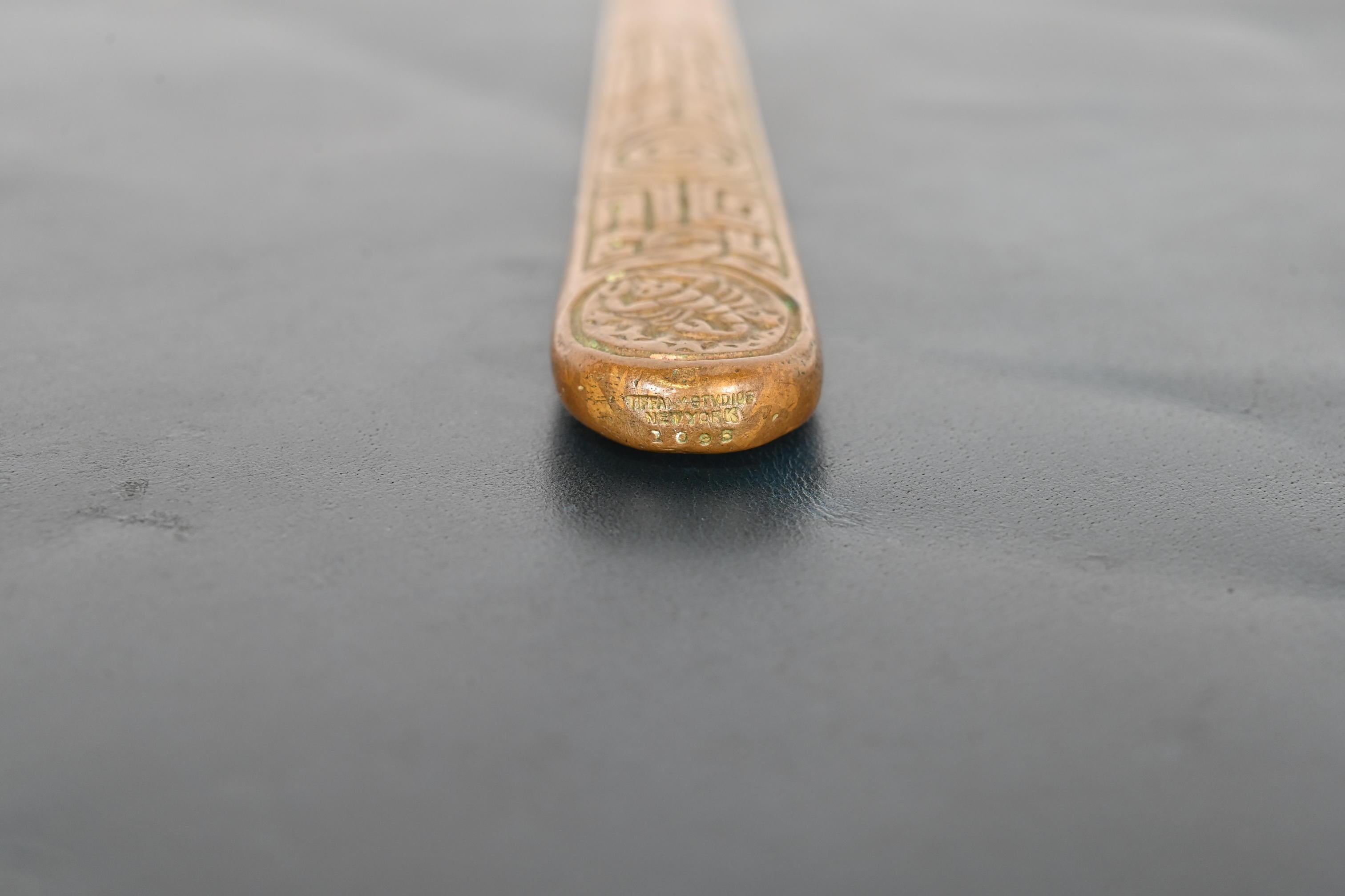 Tiffany Studios New York Zodiac Bronze Doré Letter Opener For Sale 4