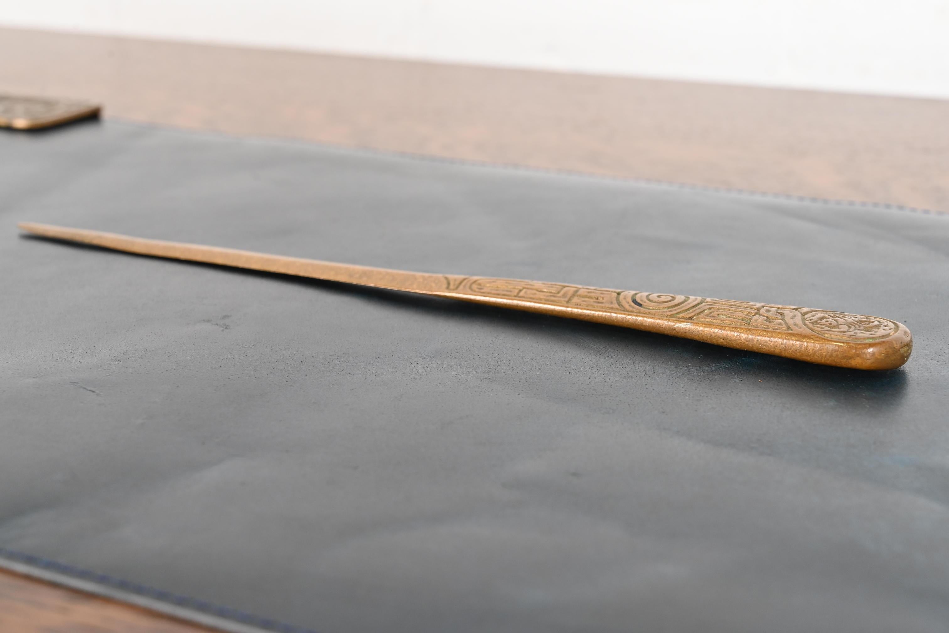 20th Century Tiffany Studios New York Zodiac Bronze Doré Letter Opener For Sale