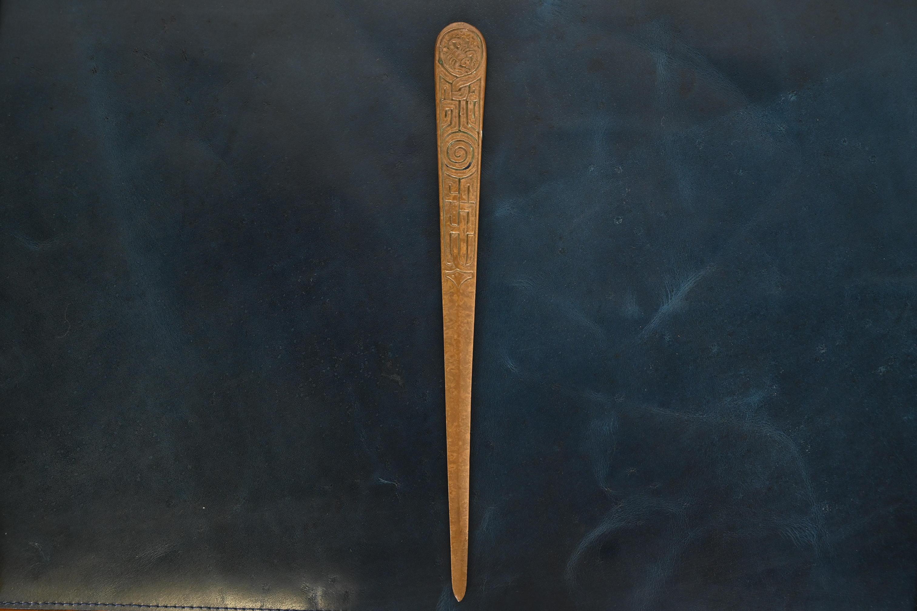 Tiffany Studios New York Zodiac Bronze Doré Letter Opener For Sale 1