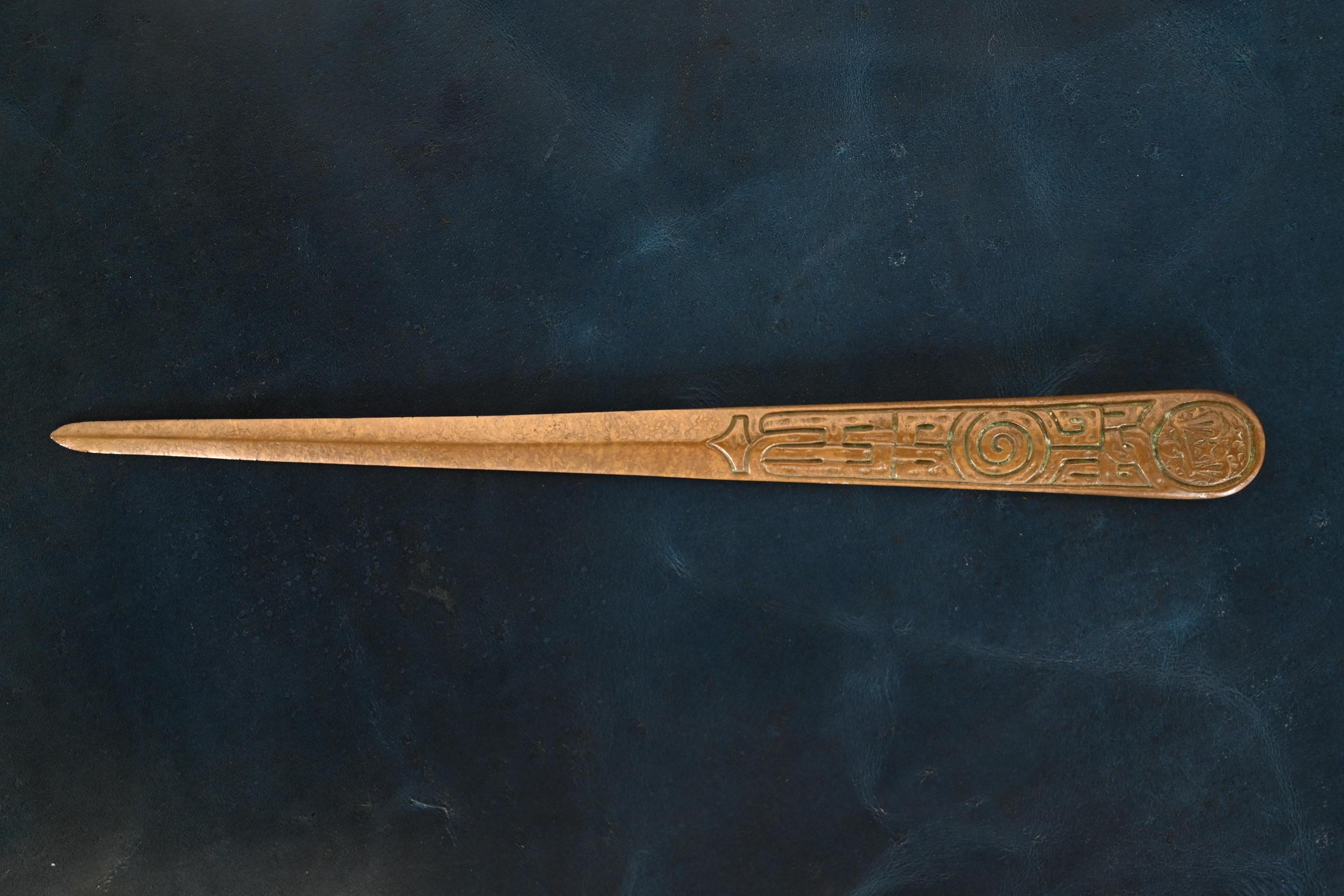 Tiffany Studios New York Zodiac Bronze Doré Letter Opener For Sale 2