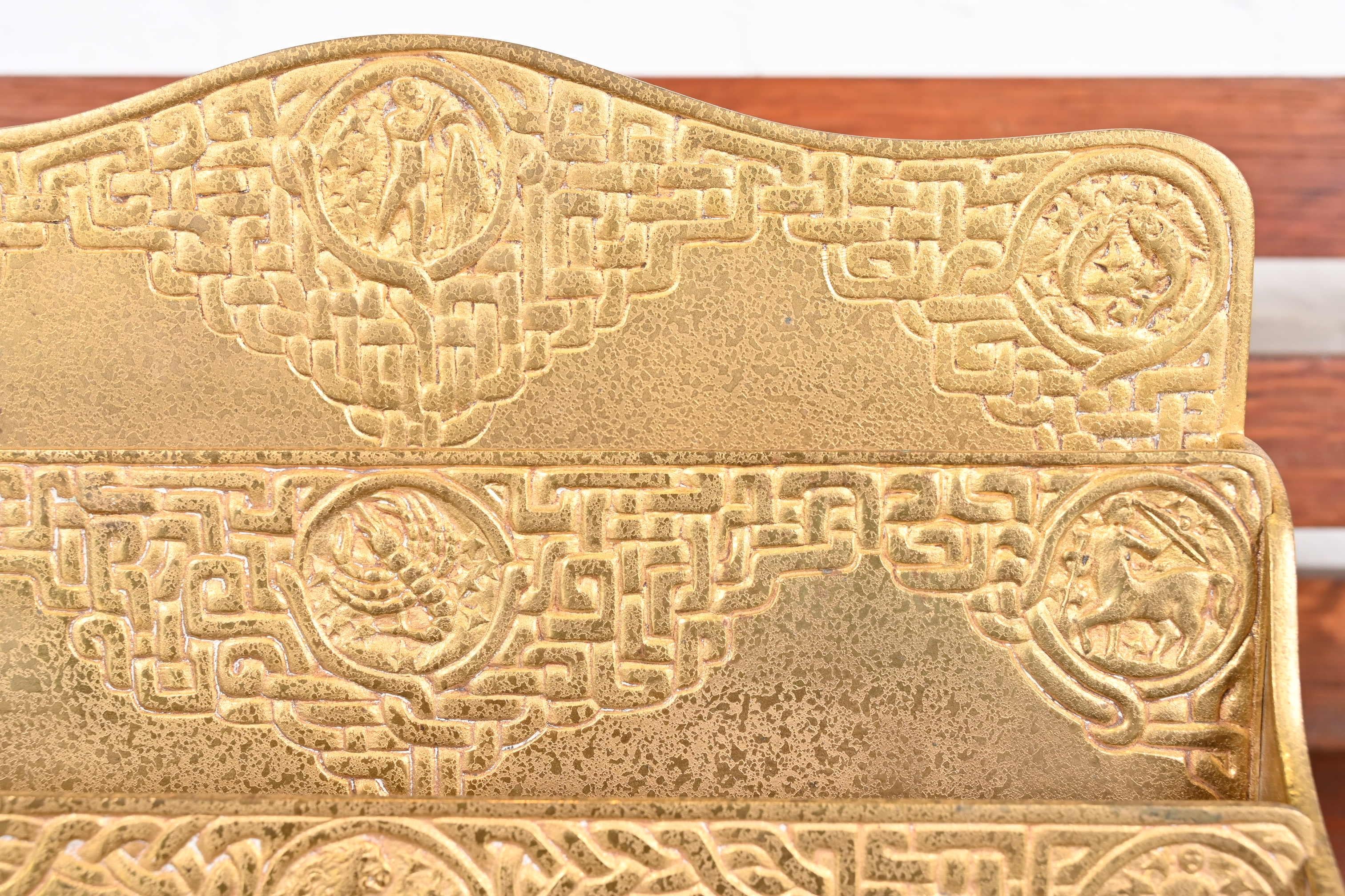 Tiffany Studios New York Zodiac Bronze Doré Letter Rack 3