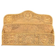Tiffany Studios New York 'Zodiac' Bronze Doré Letter Rack