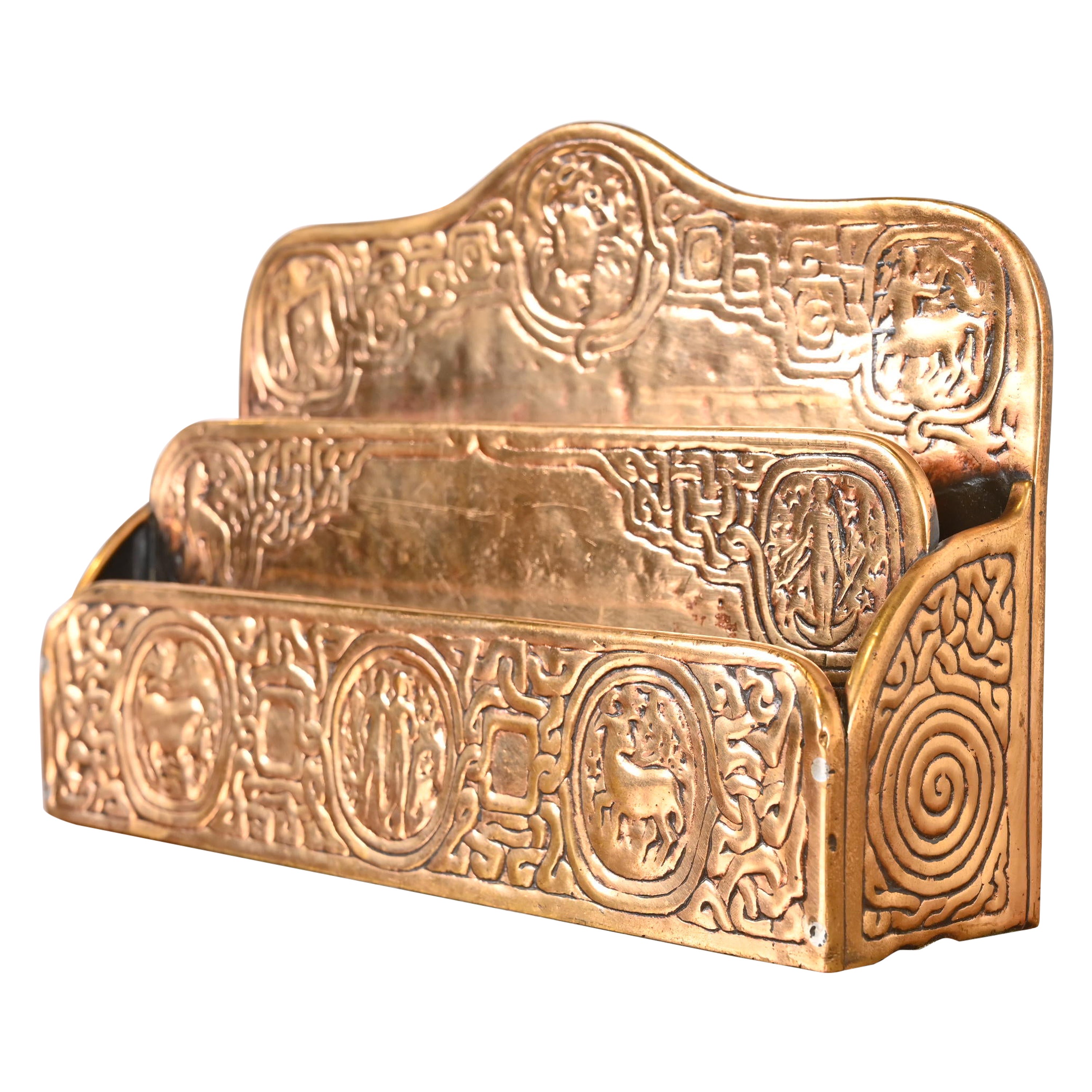 Tiffany Studios New York Zodiac Bronze Doré Portalettere