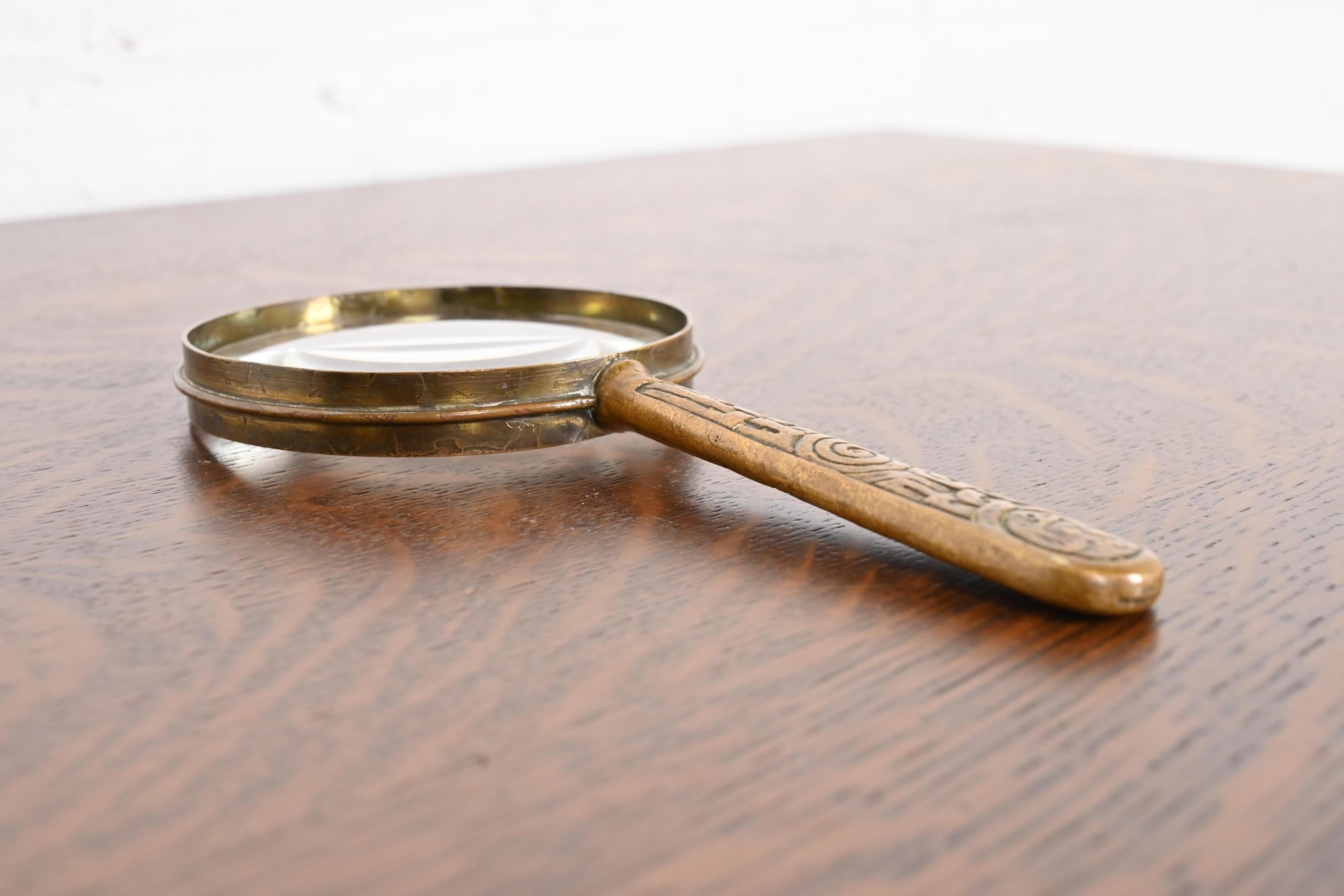 Arts and Crafts Tiffany Studios New York Zodiac Bronze Doré Magnifying Glass