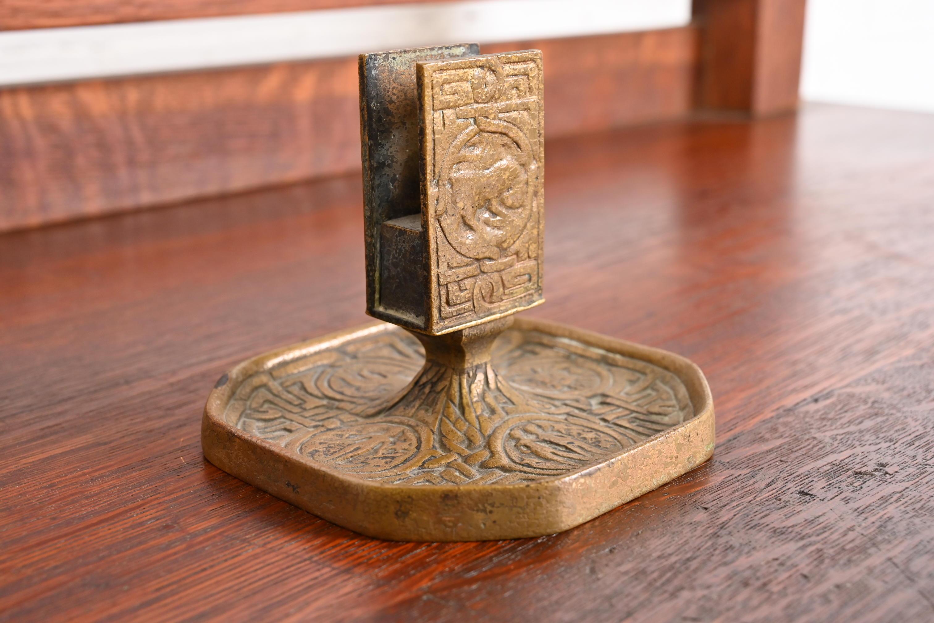 Tiffany Studios New York Zodiac Bronze Doré Match Box Holder For Sale 6
