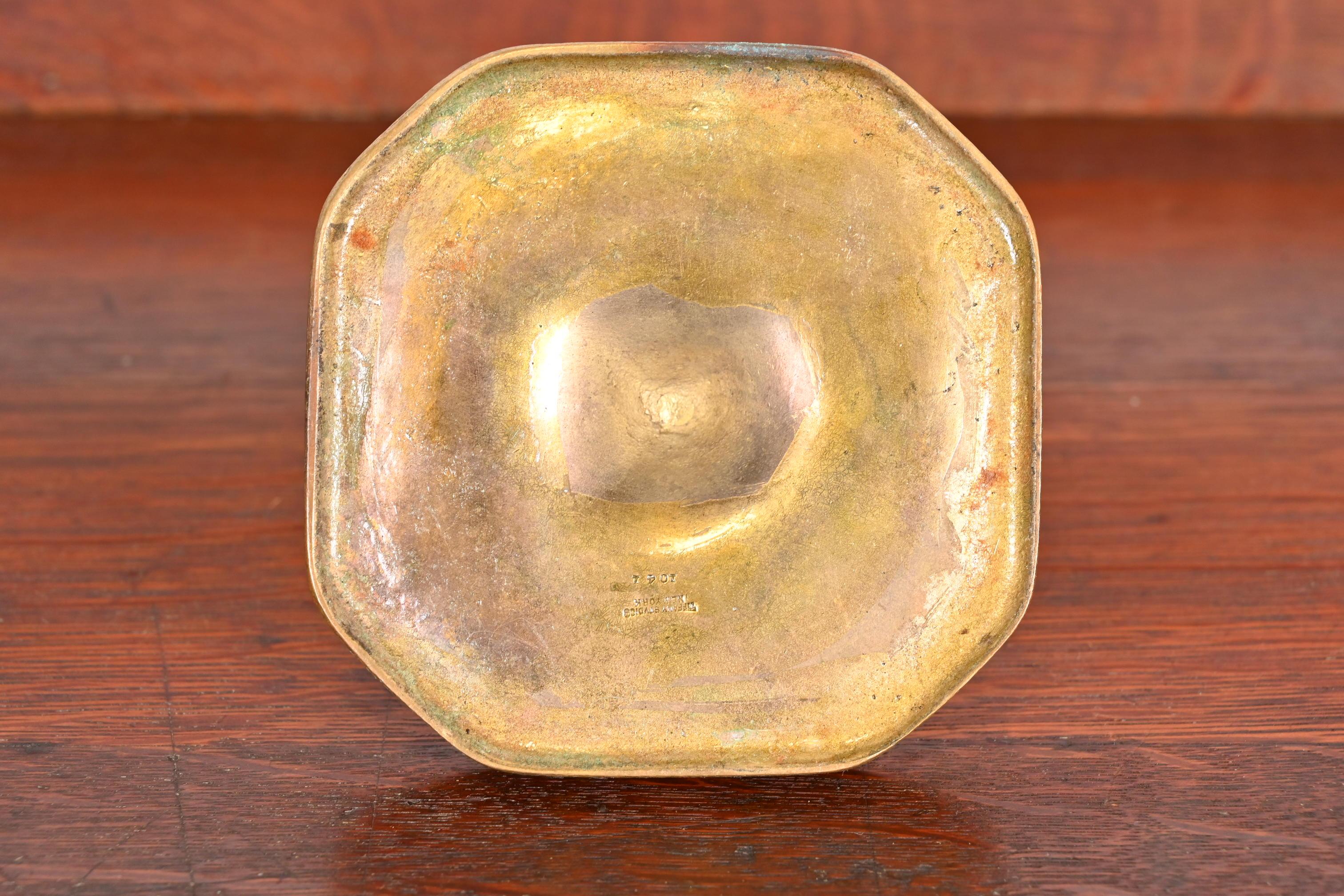 Tiffany Studios New York Zodiac Bronze Doré Match Box Holder For Sale 7