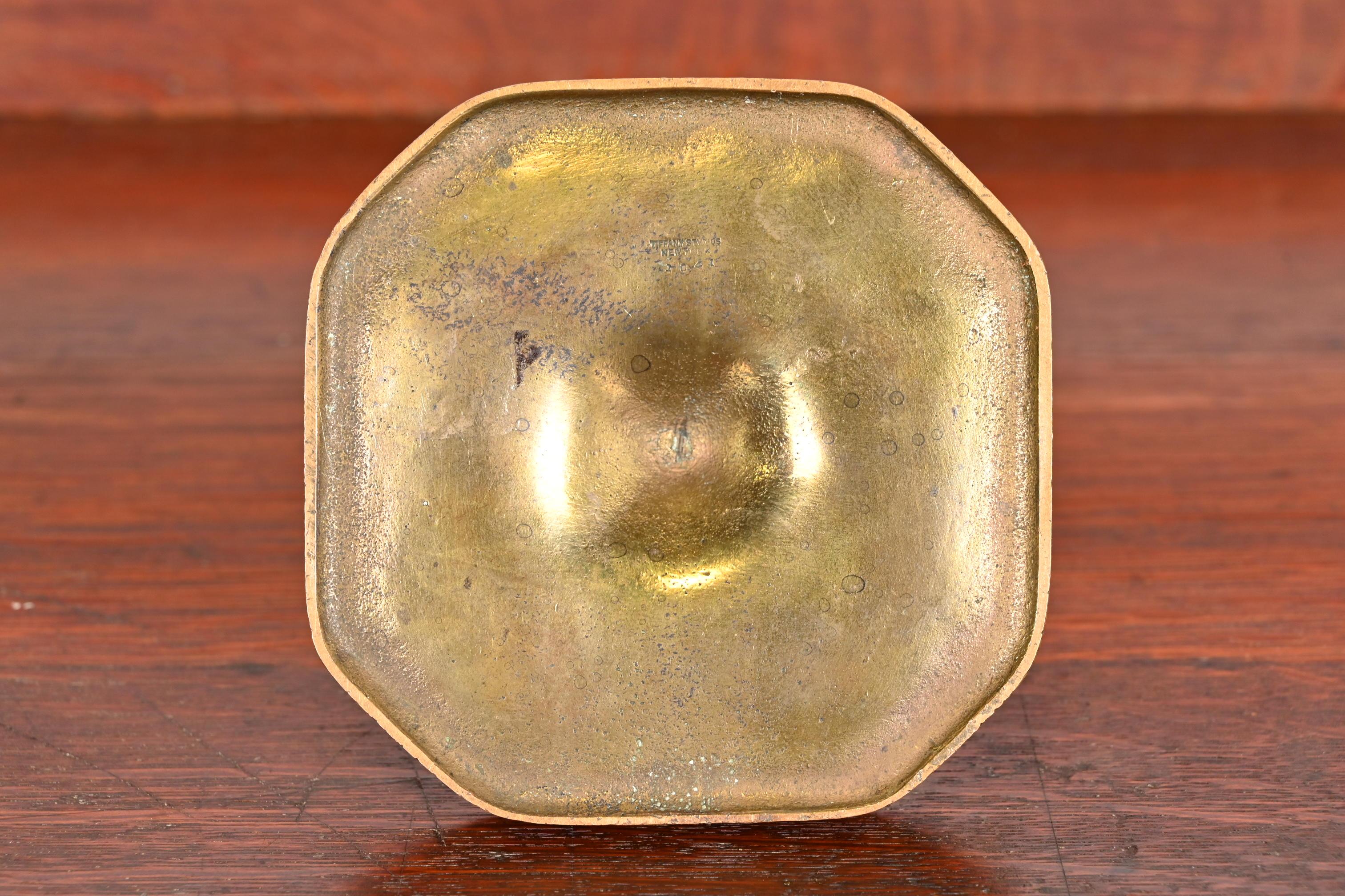 Tiffany Studios New York Zodiac Bronze Doré Match Box Holder For Sale 8