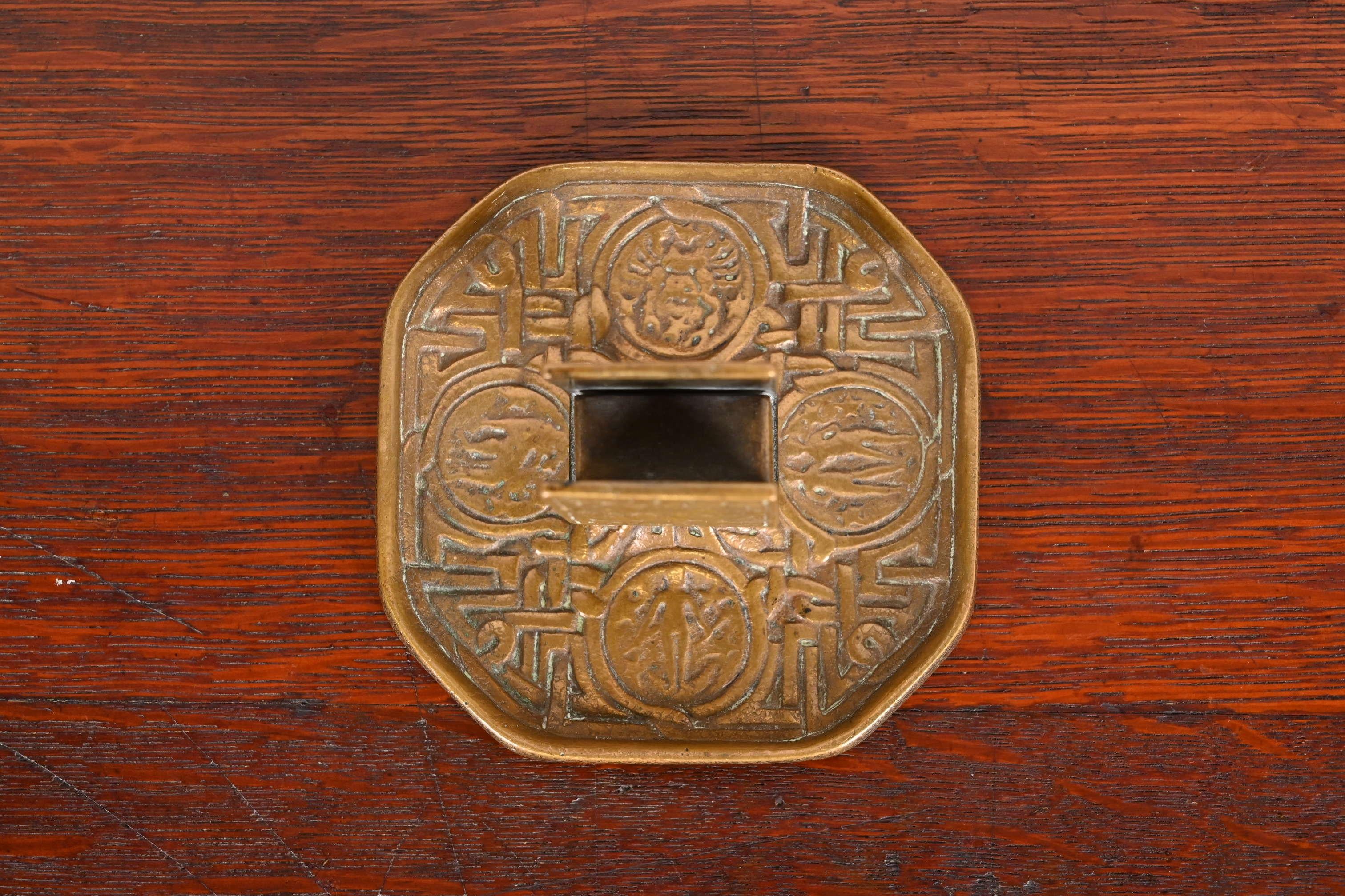 Tiffany Studios New York Zodiac Bronze Doré Match Box Holder For Sale 2