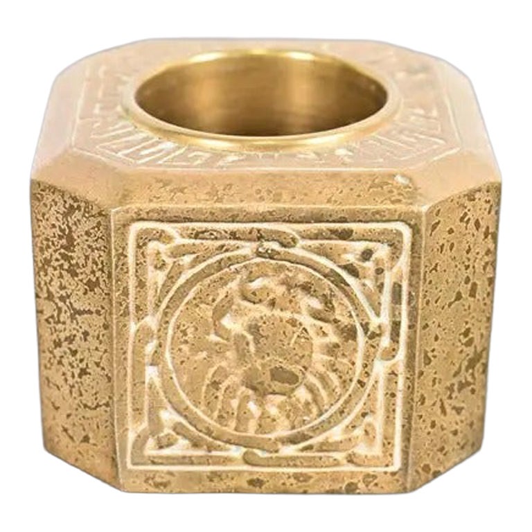 Tiffany Studios New York Zodiac Bronze Doré Pen Brush Holder im Angebot