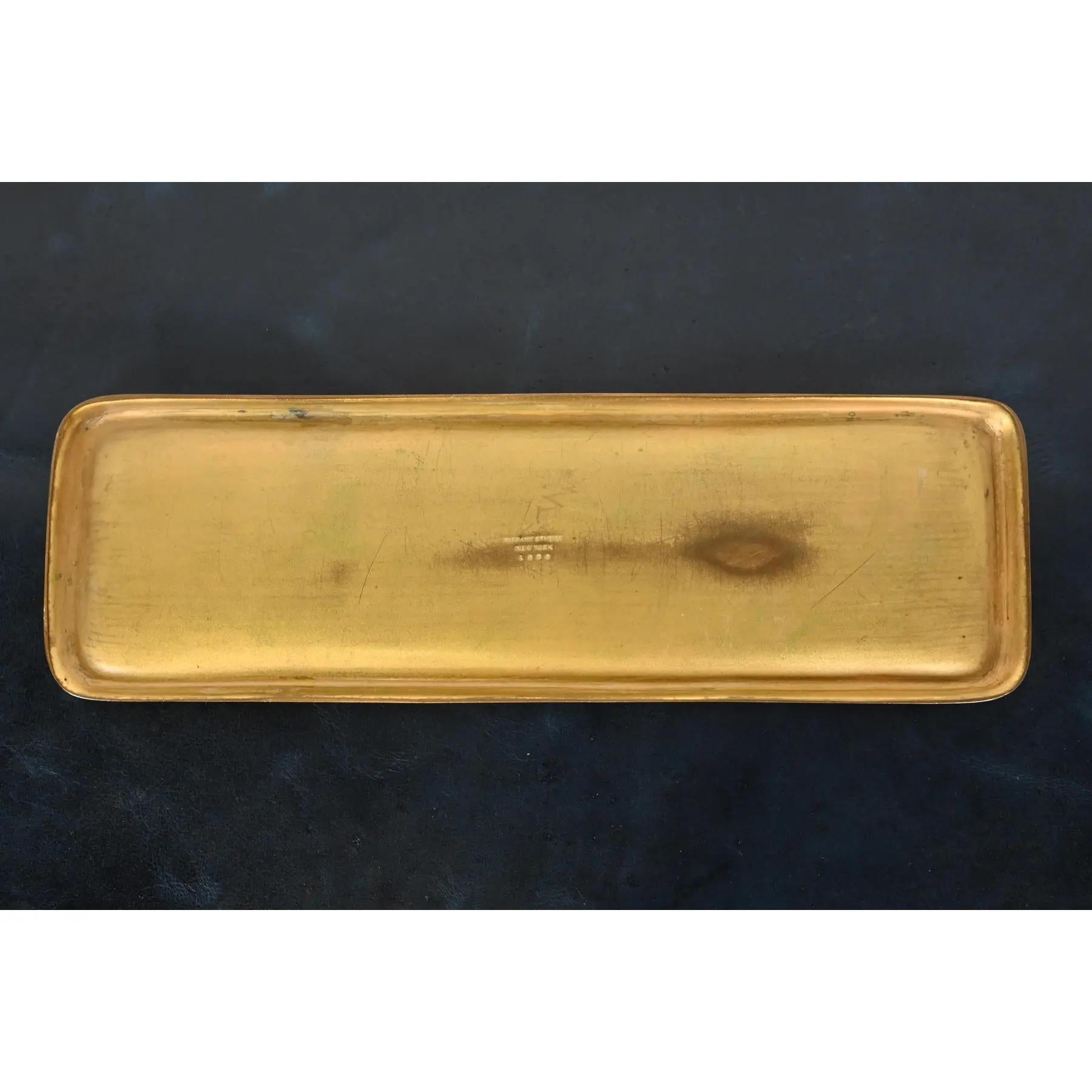 Tiffany Studios New York Zodiac Bronze Doré Pen Tray For Sale 4