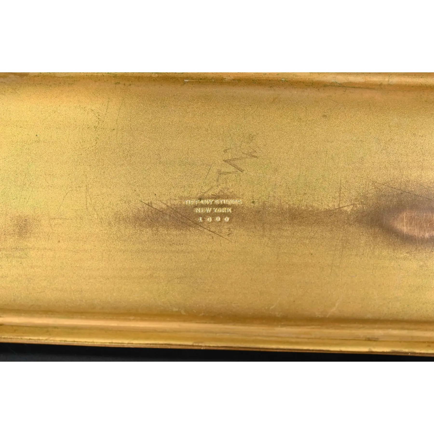 Tiffany Studios New York Zodiac Bronze Doré Pen Tray For Sale 5