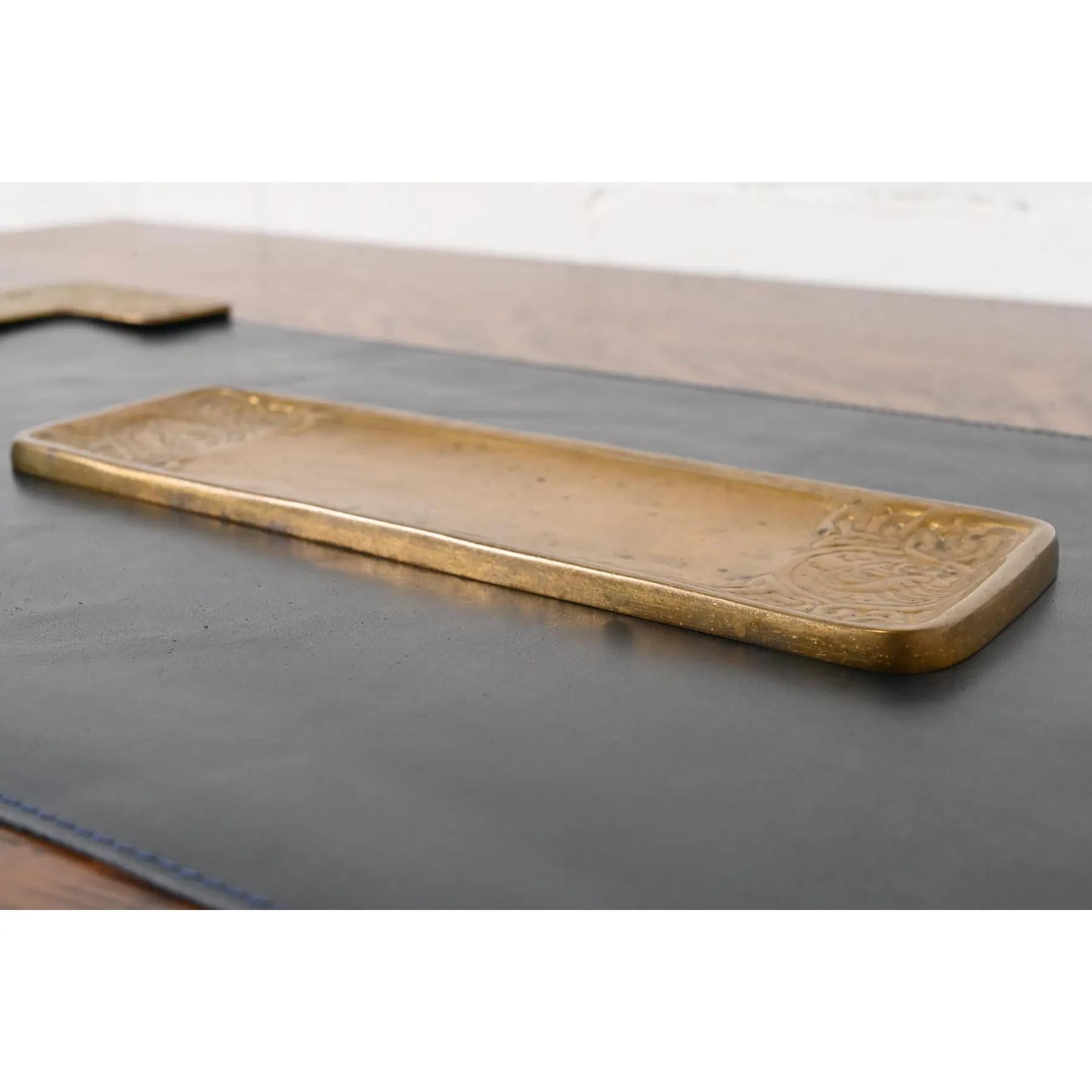 20th Century Tiffany Studios New York Zodiac Bronze Doré Pen Tray For Sale