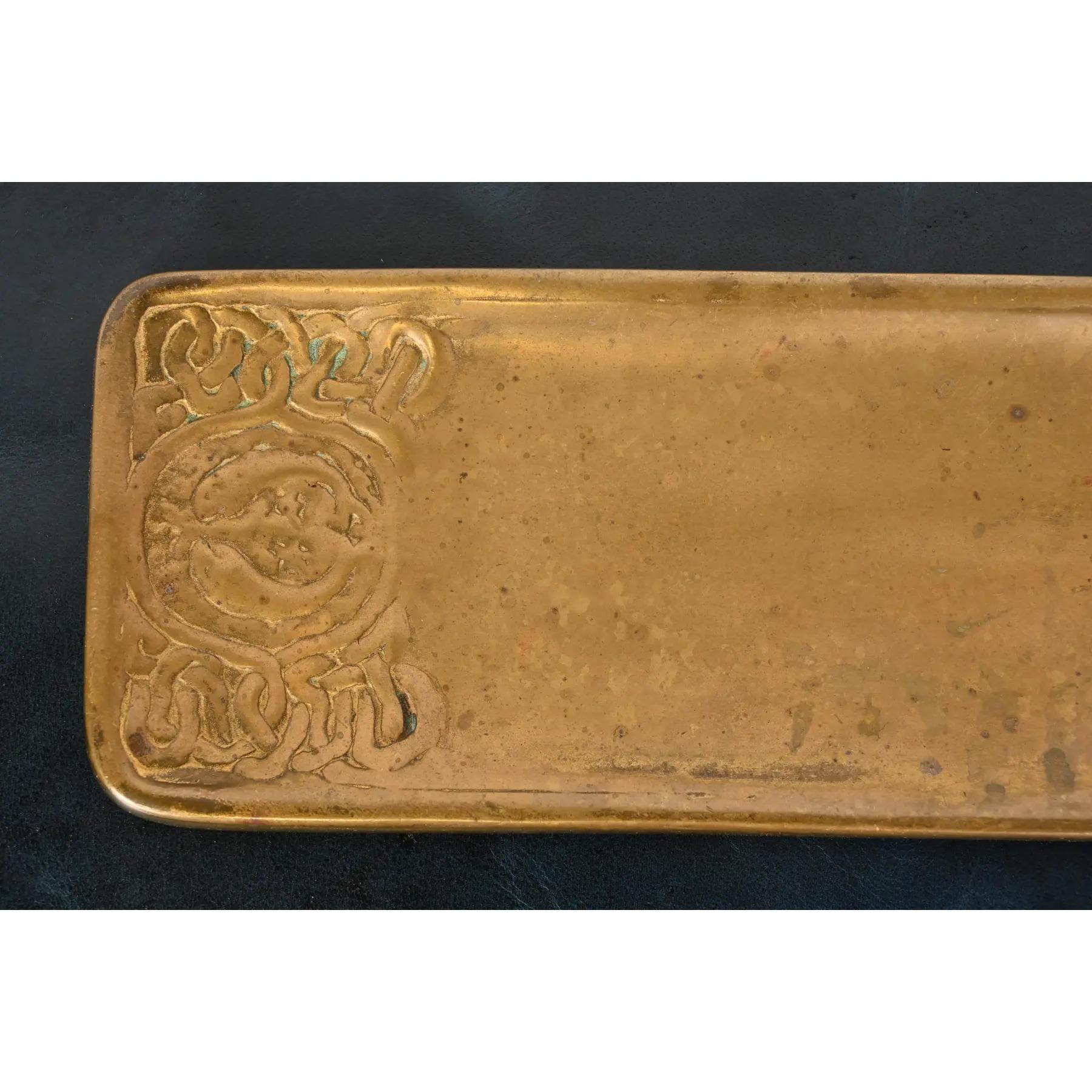 Tiffany Studios New York Zodiac Bronze Doré Pen Tray For Sale 2