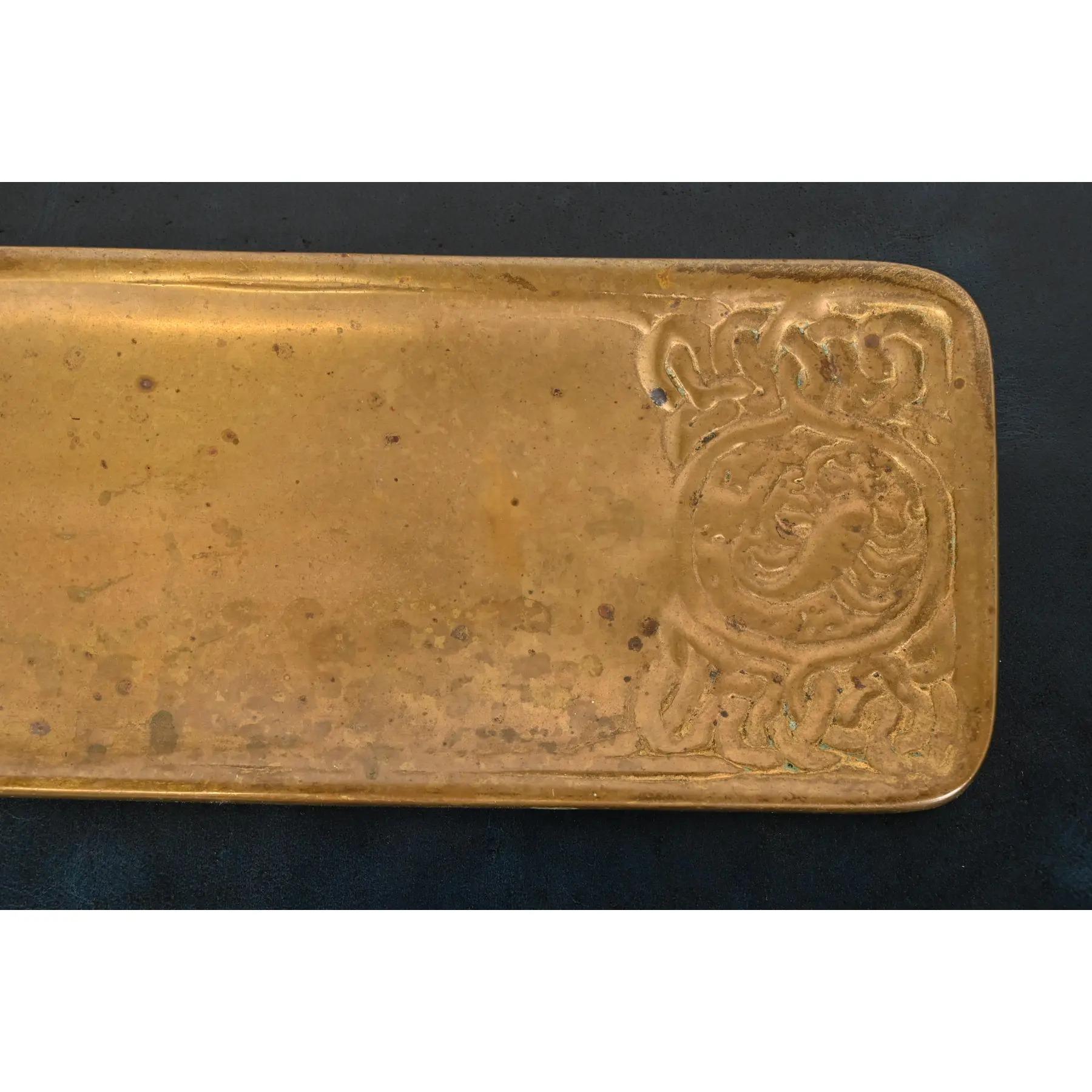 Tiffany Studios New York Zodiac Bronze Doré Pen Tray For Sale 3
