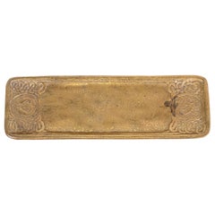 Tiffany Studios New York Zodiac Bronze Doré Pen Tray